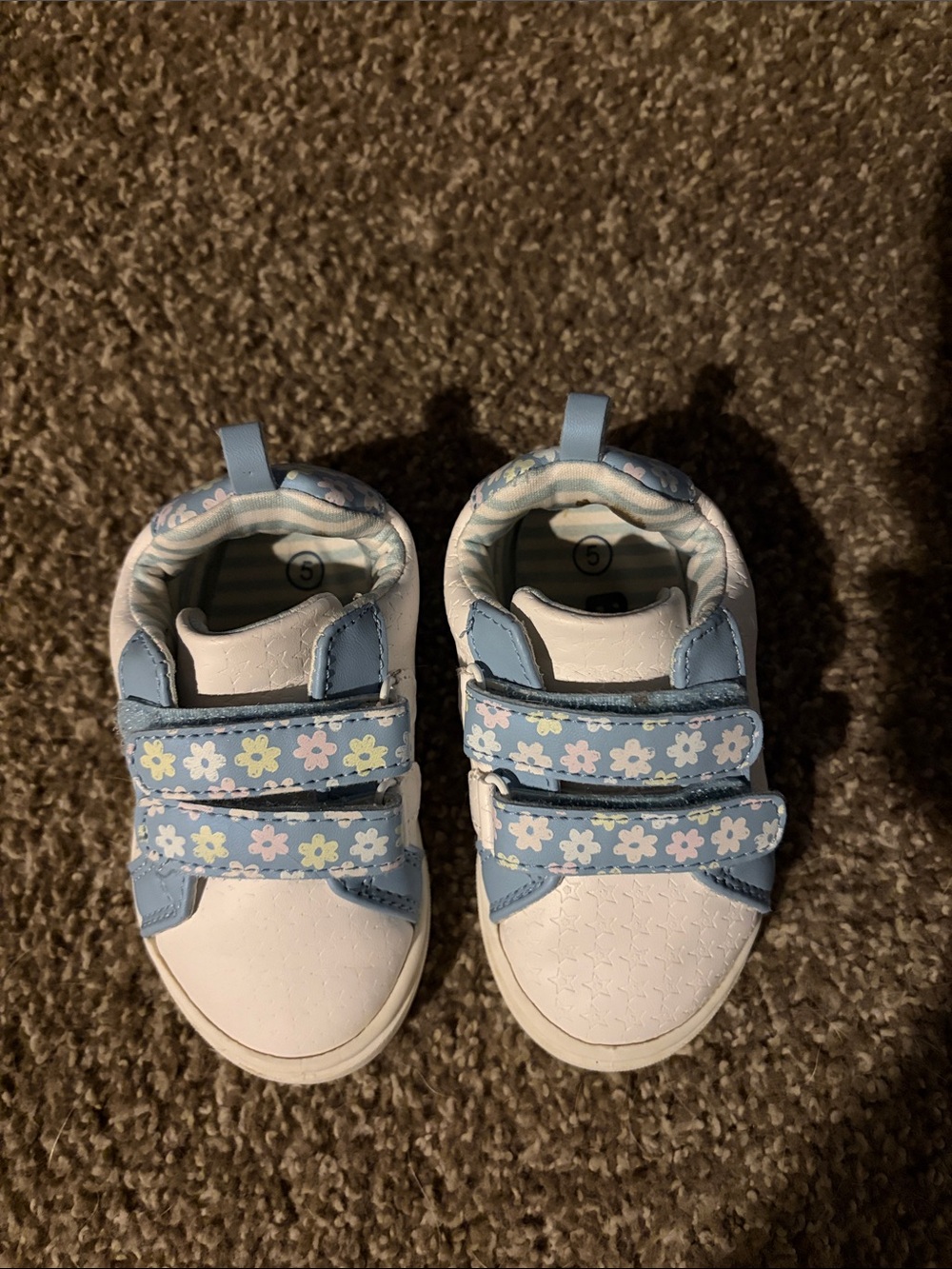 Toddler Floral Strap White & Light Blue Sneakers